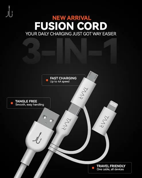 TAAR HIGH QUALITY DATA CABLE FUSION(3in1)